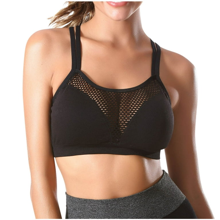 Arnsht Women's Fishnet Wireless Sports Bra Criss Cross Back