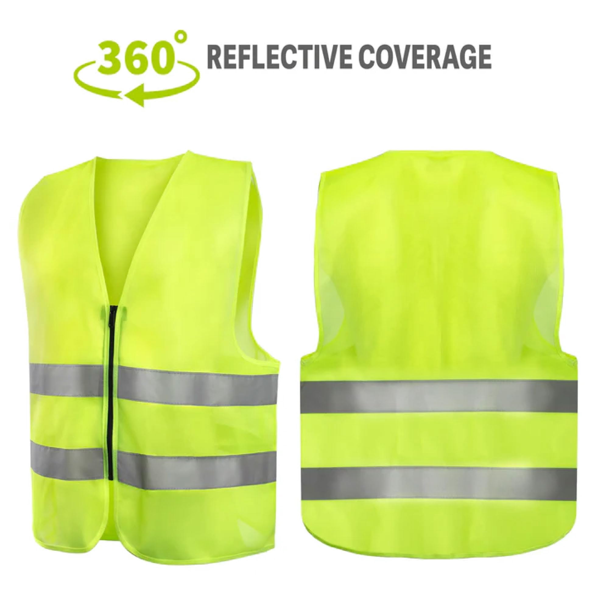 20 Pack of ANSI/ISEA Approved Reflective Yellow High Visibility Construction Safety Vests with Zipper Closure for Men and Women