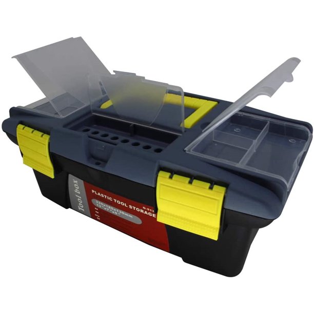 Tool Box Plastic Tool Box with Removable Tool Tray Organizer and