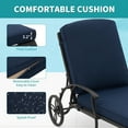 thumbnail image 5 of Villeston Outdoor Recliner, Cast Aluminum, with Wheels and Adjustable , Dark Blue Cushions, 5 of 7