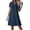 Dark Blue, variant on TAGOLD Womens Short Sleeve V-Neck Knee-High Dress Zip Detail Solid Color Short Dress Summer Casual Wear