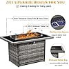 LayinSun 44" Propane Gas Fire Pit Table, 55000 BTU Rectangular Fire Pit with Glass Wind Guard for Outside Patio Deck Garden Backyard