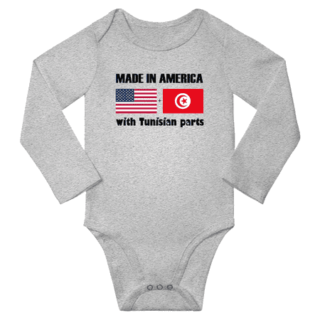 

Made in America With Tunisian Parts Baby Long Sleeve Romper (Gray 18 Months)