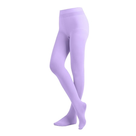 

EMEM Apparel Women s Ladies Solid Colored Opaque Dance Ballet Costume Microfiber Footed Tights Stockings Fashion Lavender C