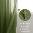 thumbnail image 4 of JIUZHEN Semi Sheer Curtains 72 Inches Long, Semi Transparent Rod Pocket Light Filtering Window Voile Curtains for Balcony & Bedroom, Set of 2 Panels with Tiebacks, W52 x L72, Olive Green, 4 of 7
