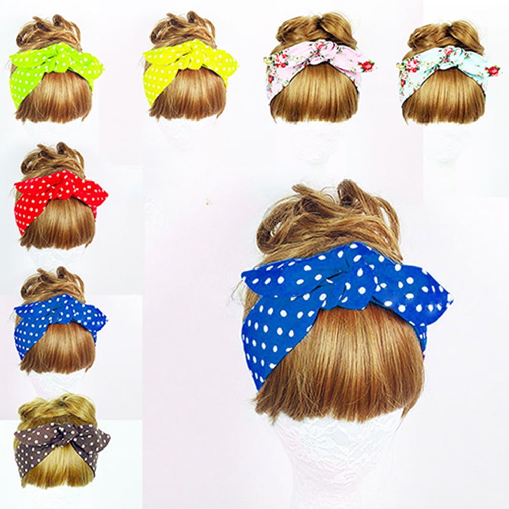 GROFRY Women's Fashion Knotted Bow Polka Dot Floral Headband Hair Band ...