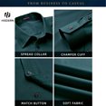 thumbnail image 3 of HISDERN Button Down Shirts for Mens Casual Forest Green Dress Shirts Regular Fit Long Sleeve Shirt, 3 of 11