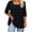 #334-Black, variant on Women's Summer Three Quarter Sleeve Square Neck Shirt, Stylish Pleated Rolled Cuffs Blouses, Loose Casual Everyday Top