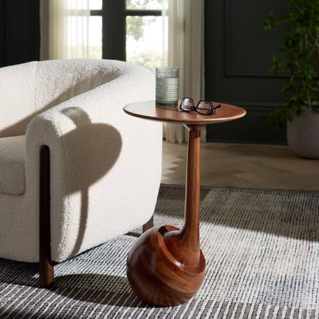 Safavieh Irachi Modern Wood Round End Table Walnut
