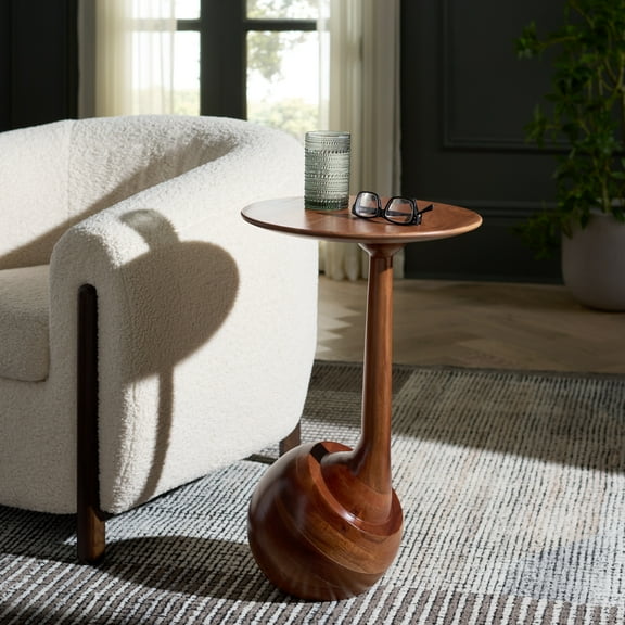 Safavieh Irachi Modern Wood Round End Table, Walnut
