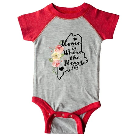 

Inktastic Maine Home is Where the Heart is with Watercolor Floral Gift Baby Boy or Baby Girl Bodysuit