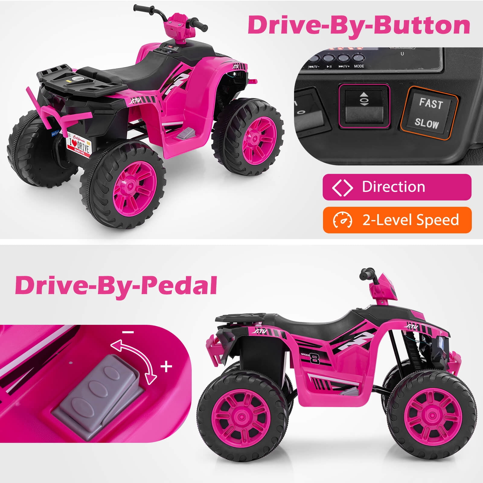 Infans 24V Kids Ride-On Electric ATV 4-Wheeler Quad Car with Wireless Connection