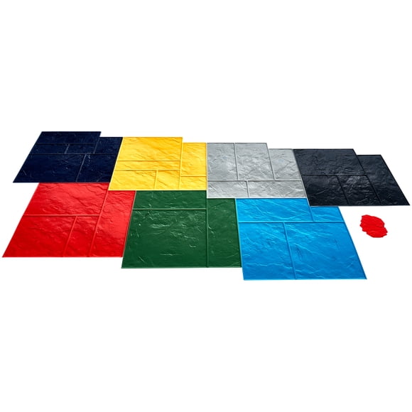 KFFKFF Concrete Stamps Mat, 24 x 24 in, 7 pcsConcrete Texturing Skin Polyurethane Stamp Stone Tile Texture Mat, Slate floor Imprint Seamless Stamp Concrete Molds