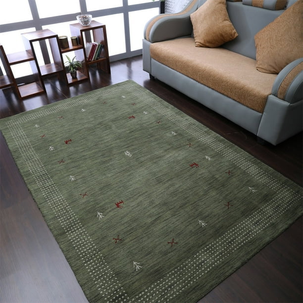 Rugsotic Carpets Hand Knotted Gabbeh Wool 8'x10' Area Rug Contemporary