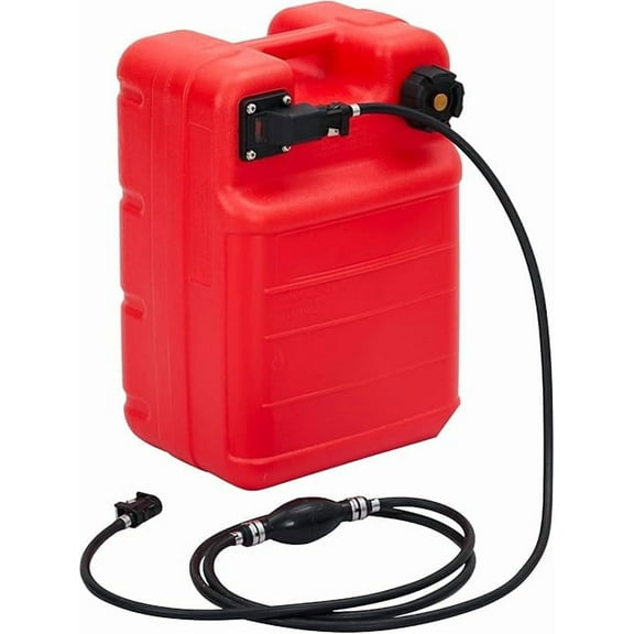Portable Marine Tank, 6.34 Gallon / 24L Red Container with 9.8ft Hose & Level Gauge, Durable Polyethylene Liquid Transfer Tank for Boat, Outboard, Yacht, Deck & Fishing Use