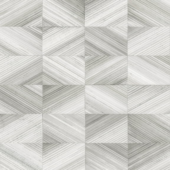 Brewster Stratum Grey Geometric Faux Wood Wallpaper