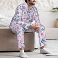 thumbnail image 6 of Bingfone Men's Pajama Set 2 Piece Loungewear PJs, Long Sleeve with Pajama Pants-Sea Shells 3, 6 of 7