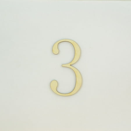 1 Pc, 12 Inch X 1/8 Inch Thick Fangsong Font Wood Numbers 3