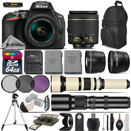 Nikon D5600 DSLR Camera + 18-55 AF P VR Lens + 650-1300mm Lens +500mm -5Lens
