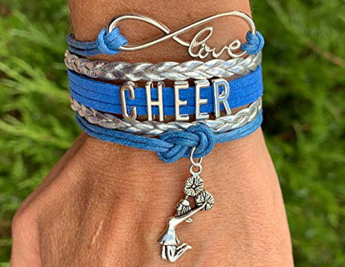 Girls Infinity Love Adjustable Cheerleading Jewelry in Team Colors For Cheerleaders Cheer Charm Bracelet 