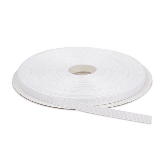 Topenca Supplies 1/4 Inches x 50 Yards Double Face Solid Grosgrain Ribbon Roll, White