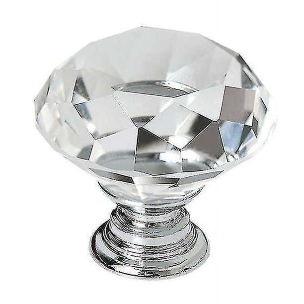 Pomos de cristal para puertas de armarios, tiradores de cajones con corte de diamante para armarios, armarios, cajones, decoración del hogar con 3 longitudes de tornillos (plateados)