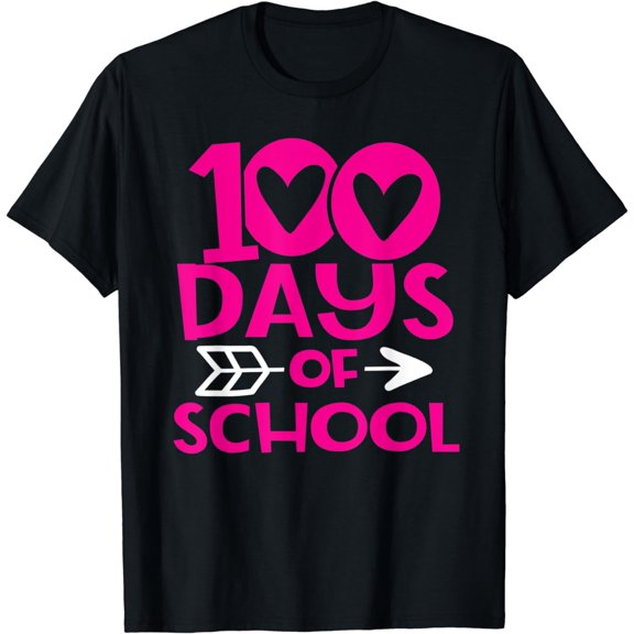 Pink 100 Days of School with Arrow For Girls and Teachers T-Shirt