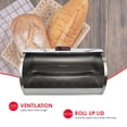 thumbnail image 3 of Home Basics Marble Like Roll Top Lid Steel Bread Box, White, 3 of 5