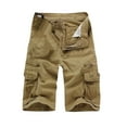 thumbnail image 3 of HOOMEUMY Men's Summer Cargo Shorts Cotton Multi-Pocket Knee Length Loose Straight Fit Work Shorts with Belt Khaki 4, 3 of 3