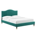 thumbnail image 2 of Modway Juniper Channel Tufted Performance Velvet King Platform Bed in Teal, 2 of 10