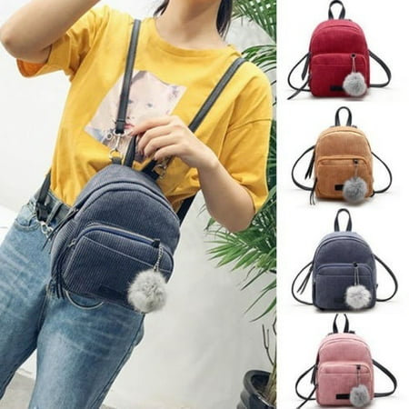 - Women Lady Girl Corduroy Student School Backpack Backpack Rucksack Handbag Travel Bag