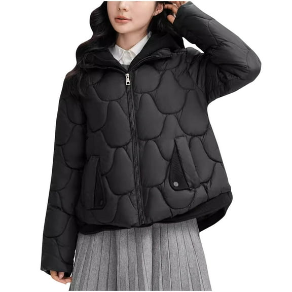 Wancir Women's Thicken Warm Hooded Short Cotton Jacket solid Color Casual Parkas Coats