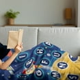 thumbnail image 3 of Cartoon Activity Soft Flannel Fleece Blanket, Random Letters of the Alphabet in the Outer Space with Planets and Stars, Cozy Plush for Indoor and Outdoor Use, 60" x 80", Multicolor, by Ambesonne, 3 of 5
