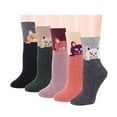 thumbnail image 1 of Calcetines de lana gruesos y cálidos con estampado étnico para mujer, 5 pares, deportivos, de tubo medio, de poliéster, 1 of 2