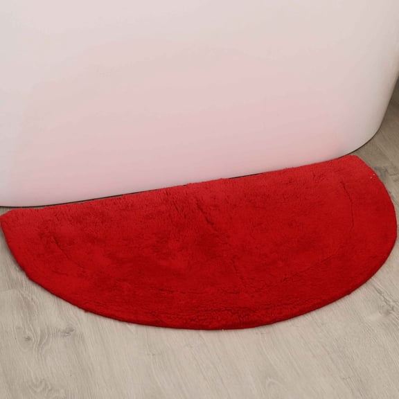 Home Weavers Waterford Collection Bathroom Rug 100% Cotton Tufted U Shape Slice Rug, Soft & Absorbent Bath Rugs, Non-Slip Bath Rug, Machine Wash Dry, bath Rugs , 17"x30" Slice Rug, Red