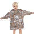 thumbnail image 3 of Cute Hedgehog Mushroom Leaves Pattern Blanket Hoodies for Kids 6-13YR Oversize Wearable Blanket Hoodies for Boys Girls Teens, 3 of 7