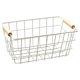 thumbnail image 1 of Cesta de alambre para almacenamiento con asa de madera, ideal como regalo de inauguración de la casa, decoración rústica para picnic. Blanco L, 1 of 9