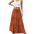 thumbnail image 3 of Women's Spliced Pleated Midi Pockets or Skirt for Casual Tangerine Color S, 3 of 8