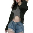 thumbnail image 3 of SAYOO Women Hoodie, Long Sleeve Star Patchwork Irregular Hem Sweatshirt Tops for Street Casual, 3 of 8