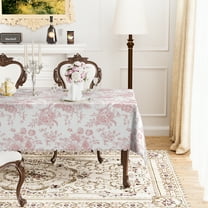 MIZHONA Pink Floral Tablecloth Rectangle,Vintage Rustic Table Cloth for Kitchen Dinner Decor,60"x84"