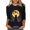 Z19-Black, variant on CHENge Halloween Ladies 3/4 Sleeve Blouse, Women Three Quarter Top, Soft Knit Henley Oversized Daily Tee