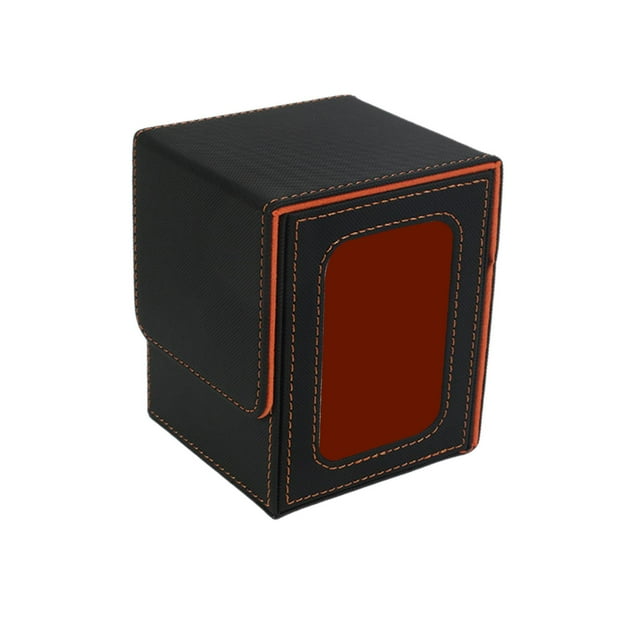 Colaxi Boîte de Rangement pour Cartes, Étui pour Cartes de Jeu, Porte-Cartes, Boîte de Rangement pour Plus de 100 Cartes pour Album, Cartes de Baseball, Cartes à Collectionner, Noir Orange