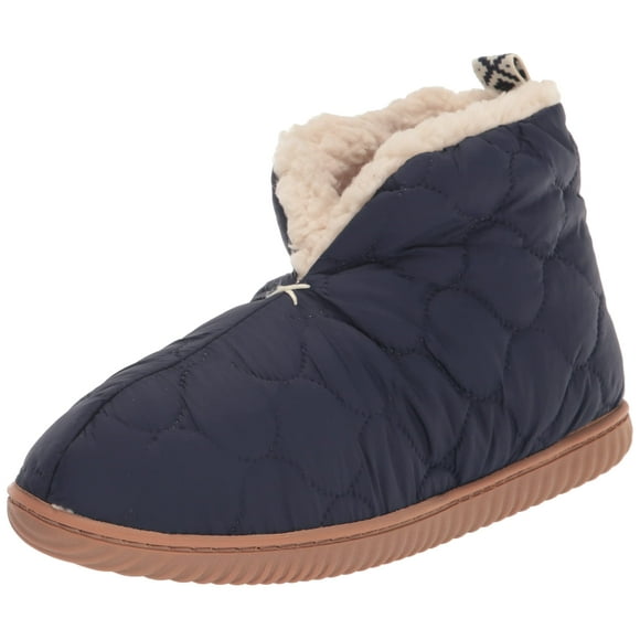 Dearfoams Women's Indoor/Outdoor Warm Up Bootie Slipper Peacoat Small