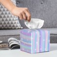 thumbnail image 6 of Naloa Striped Gradient Tissue Box CoverLeather Tissue Holder Square Facial Tissue Case Facial Paper Organizer Dispenser for Bathroom, Vanity Countertop, Tabletop, Car, 6 of 8