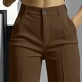 thumbnail image 3 of Ohufall Trendy Womens Pant Solid Color High Waist Wide Leg Pants Button Zipper Pocket Daily Outfits, 3 of 6