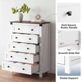 thumbnail image 6 of GALAXHERO Farmhouse 5 Drawer Dresser, White Tall Dresser with Double Rustic Handles, Wood Chest of Drawers for Bedroom, Living Room, Hallway, 6 of 9