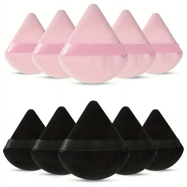 MesaSe 10 Pieces Powder Puffs Triangle Cosmetic Powder Puff Reusable Soft Plush Powder Sponge Makeup Foundation Sponge For Face Body Loose Powder Wet Dry Makeup Tool