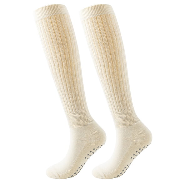 Women Pilates Socks Non Yoga Athletic Casual Footwear Solid Color Hosiery Comfortable Daily Socks Beige