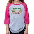 thumbnail image 1 of 7 ate 9 Apparel Girls Nacho Average Sister Fiesta Pink Baseball Tee, 1 of 6