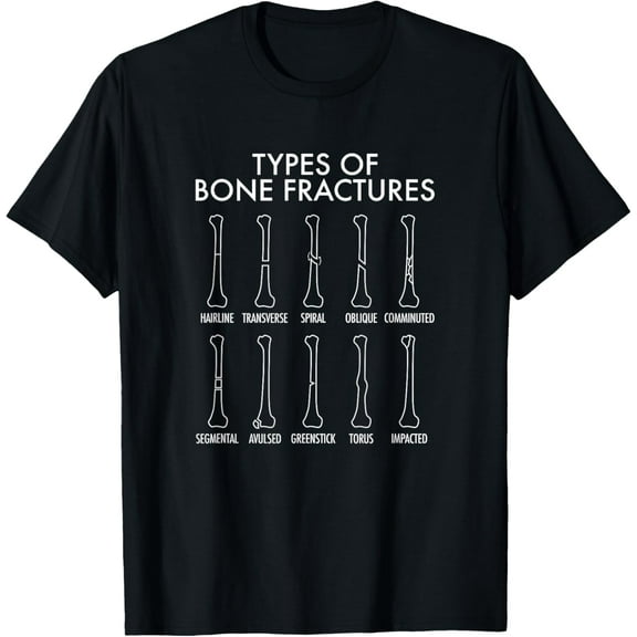 Types Of Bone Fractures, Orthopedic Surgeon T-Shirt men and women can wear, black, white, gifts